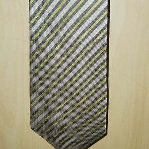 Elegant Striped Gray and Yellow Tie